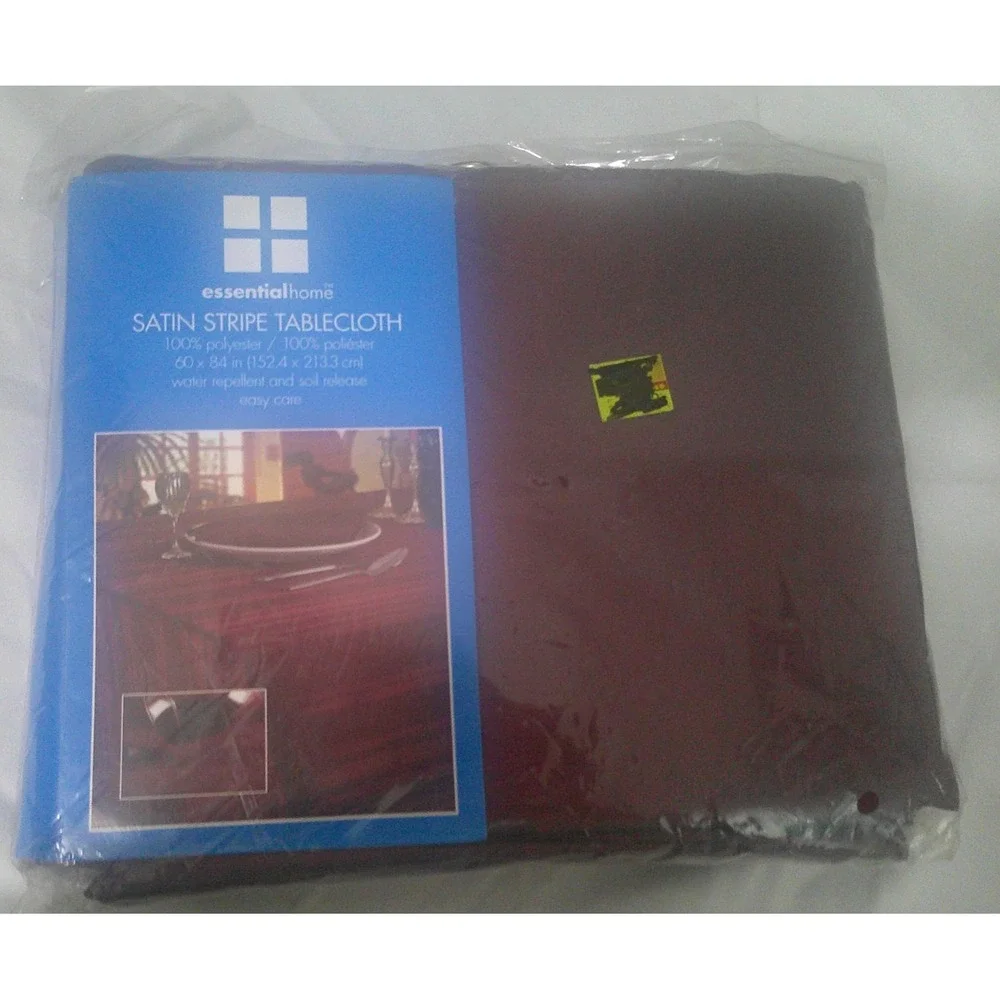 Set of 2 Essential Home Burgundy Satin Striped Rectangular Tablecloths